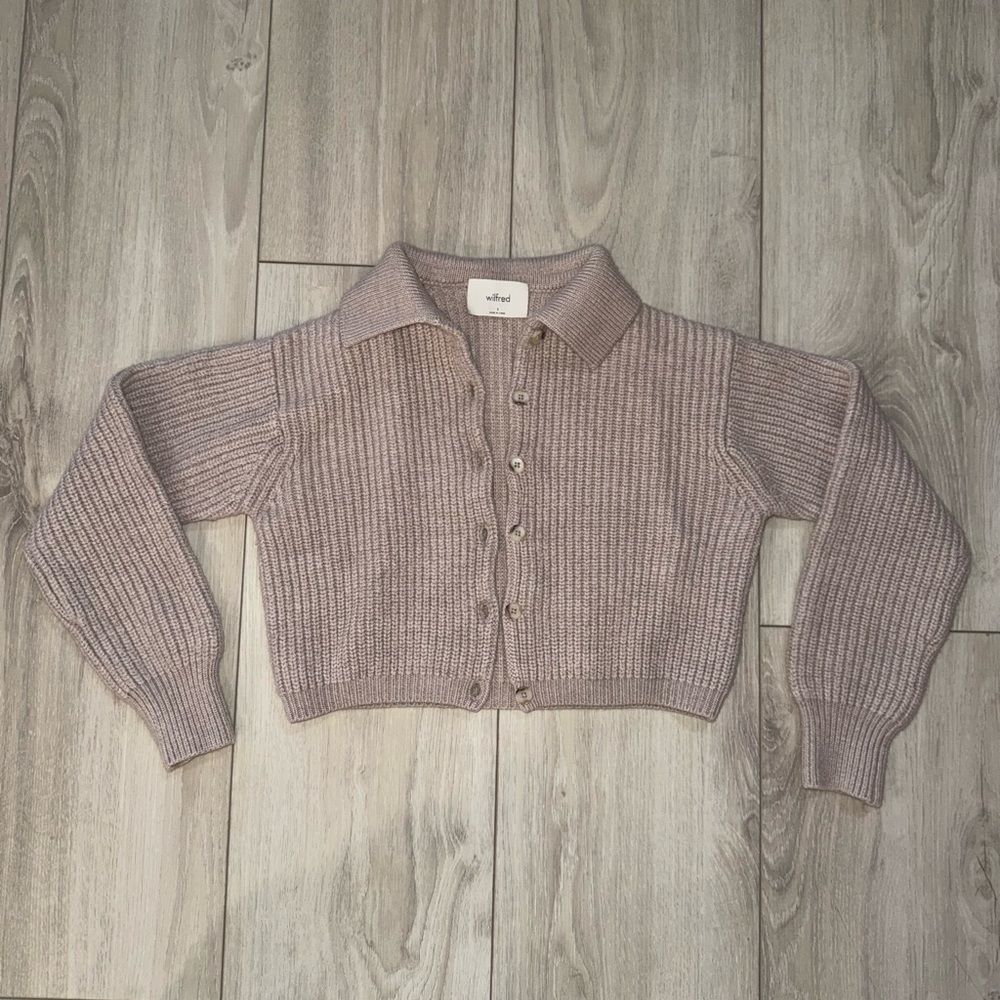 Aritzia Dusty-Mauve Cropped Cardigan